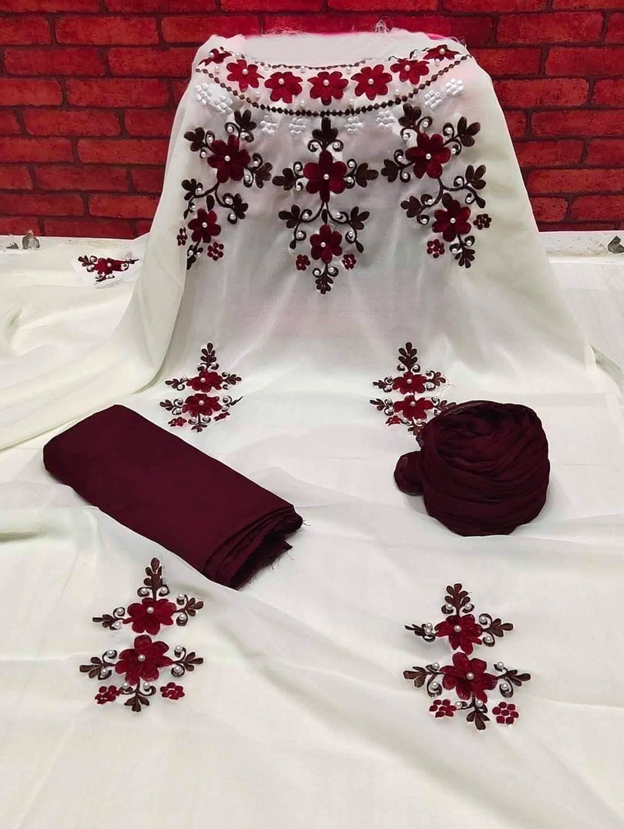 Unstiched Three Piece Embroidery Kurtis/ Salwar for Women- 3piece - Dress For Girls - 3 Pice Dress - Three Piece