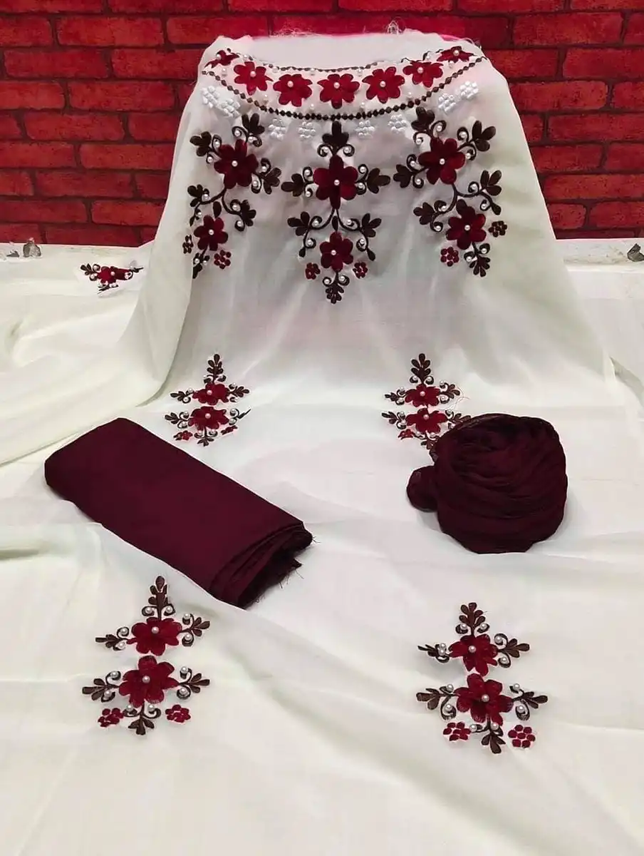 Unstiched Three Piece Embroidery Kurtis/ Salwar for Women- 3piece - Dress For Girls - 3 Pice Dress - Three Piece