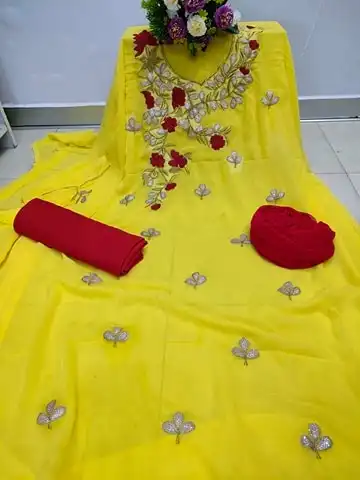 Indian Excellent Georgette Embroidery Salwar Kameez for Women [3 piece] - Dress For Girls
