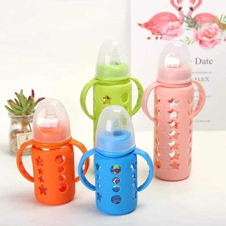 Glass Feeding Bottle With Handle 240 ML