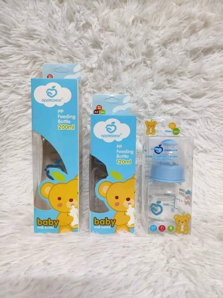 Apple Bear High Quality Glass Bottle Baby Feeder - 200 ML
