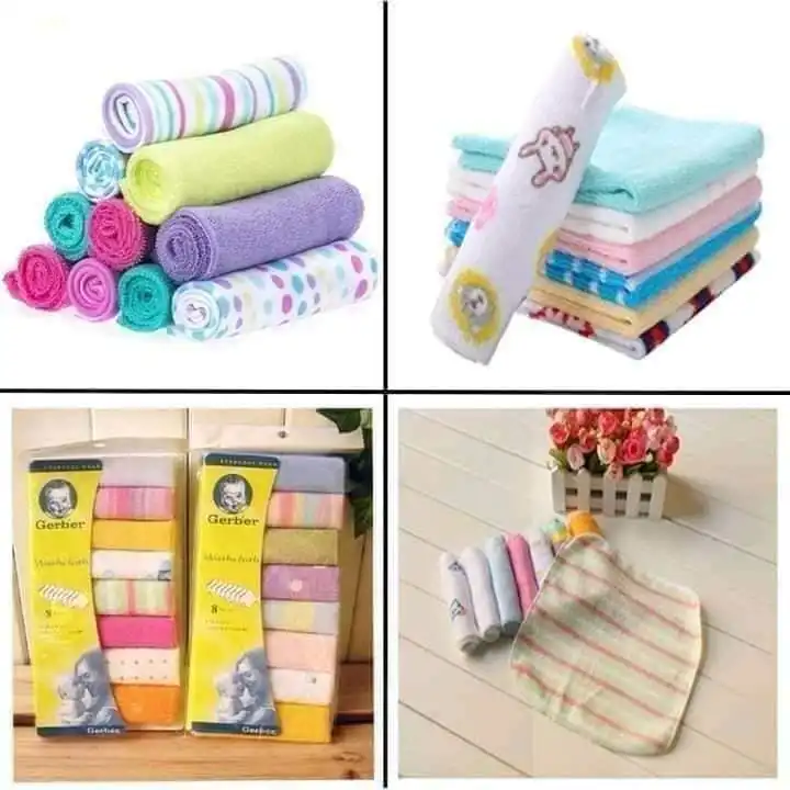 Soft Cotton Baby Handkerchief or Towel - 8pcs