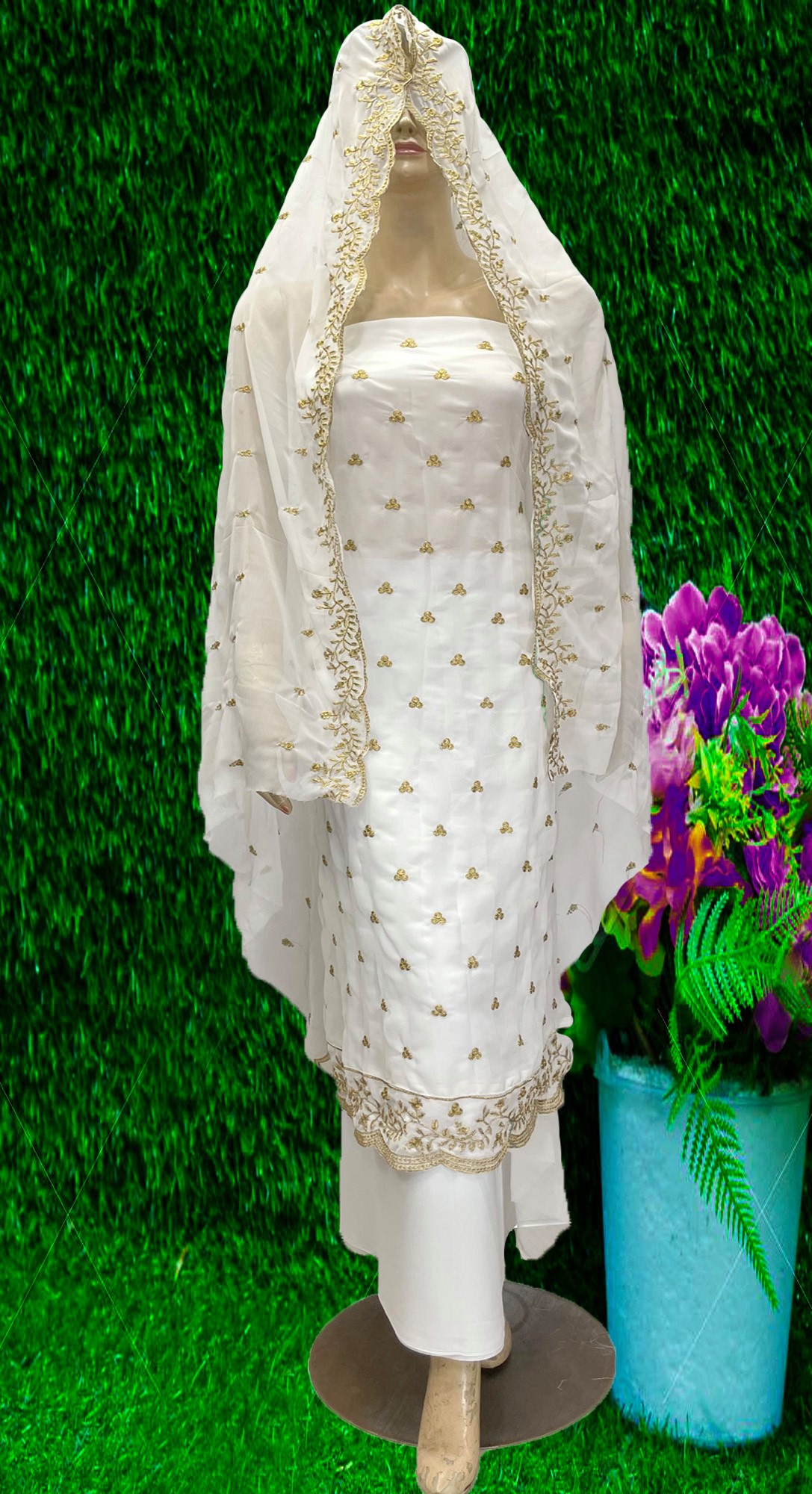 Georgette Embroidery Work Salwar Kameez For Women - Dress For Girls - Dress For Girls - 4 Pice Dress - Four Piece