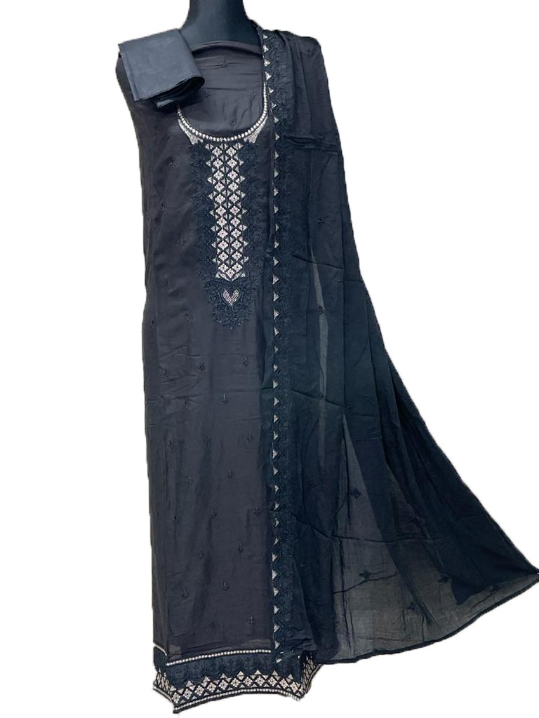 New Gorgeous Unstitched Ambroidary Cotton Three Piece dress For Women