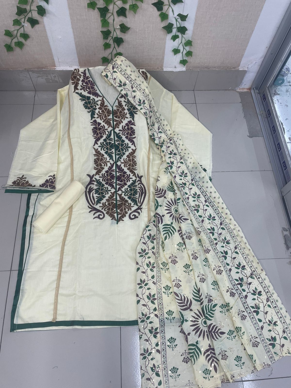 Slab Cotton Embroidery Shalwar Kameez For Women (Three piece)