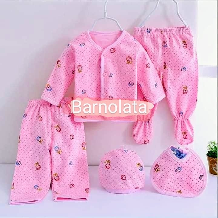 KIDS New Born Baby Winter Wear Keep Warm Cartoon Printing Baby Clothes Cotton Baby Boys Girls Unisex Baby Fleece/Falalen Suit Infant Clothes 5 Pcs Sets for 0-2 years